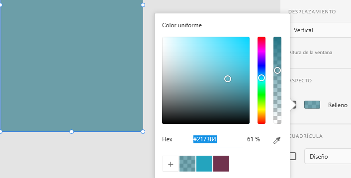 Puedes guardar varias muestras de colores para más tarde