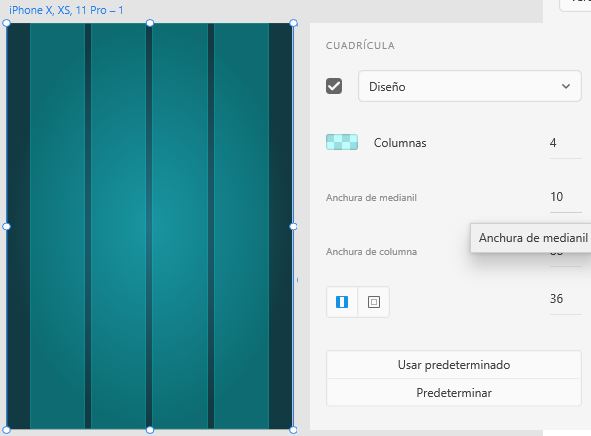 Cuadrícula de diseño genera columnas