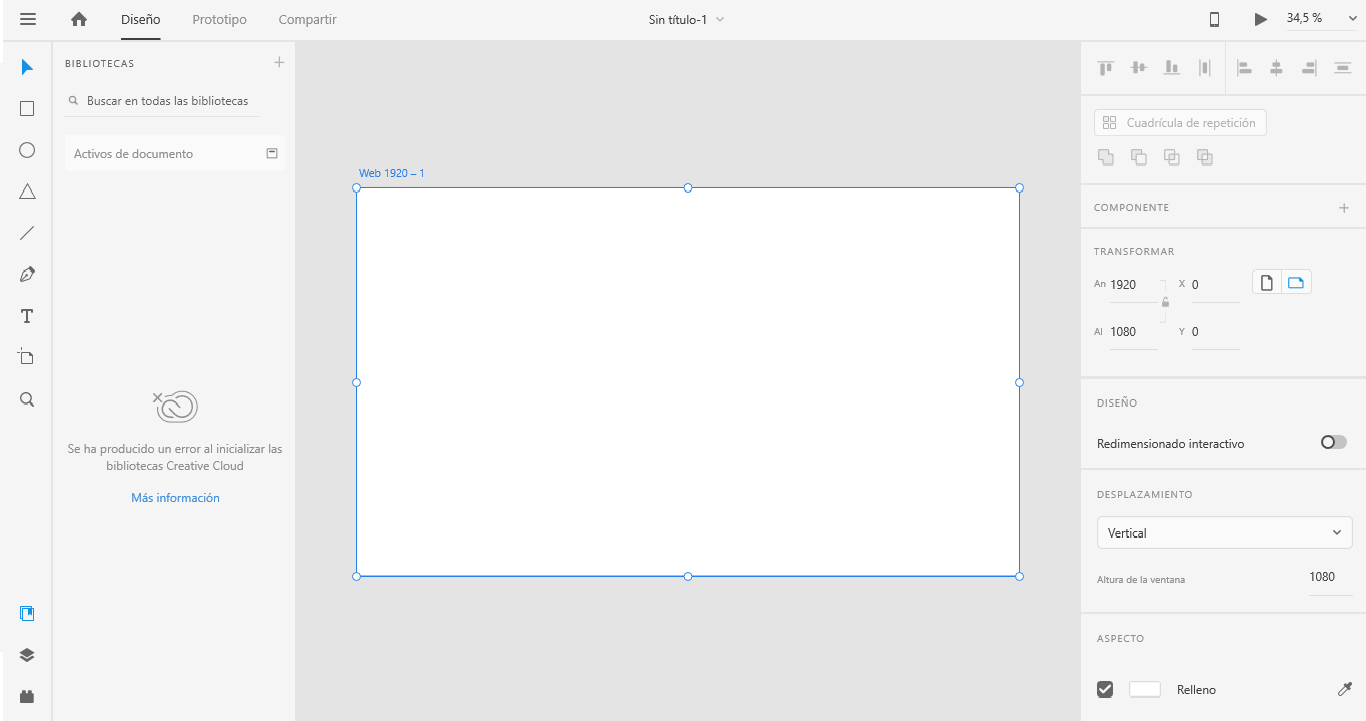 Entorno de trabajo de XD