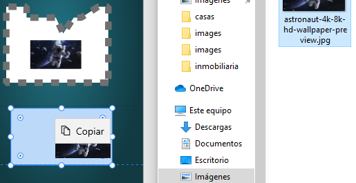Incluir imagenes directamente al objeto, arrastrándolas