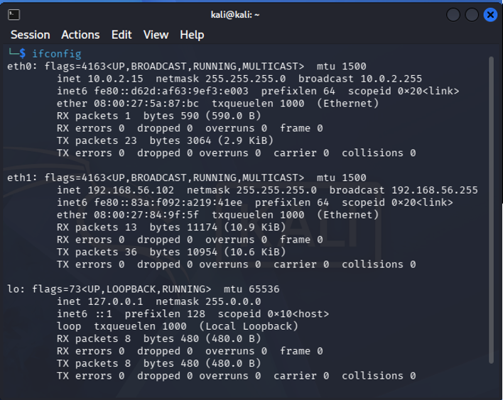 IP de máquina Kali Linux.