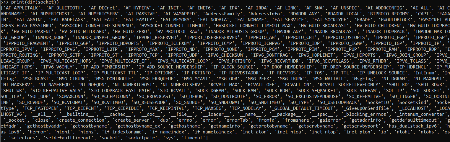 Métodos, funciones y atributos de socket