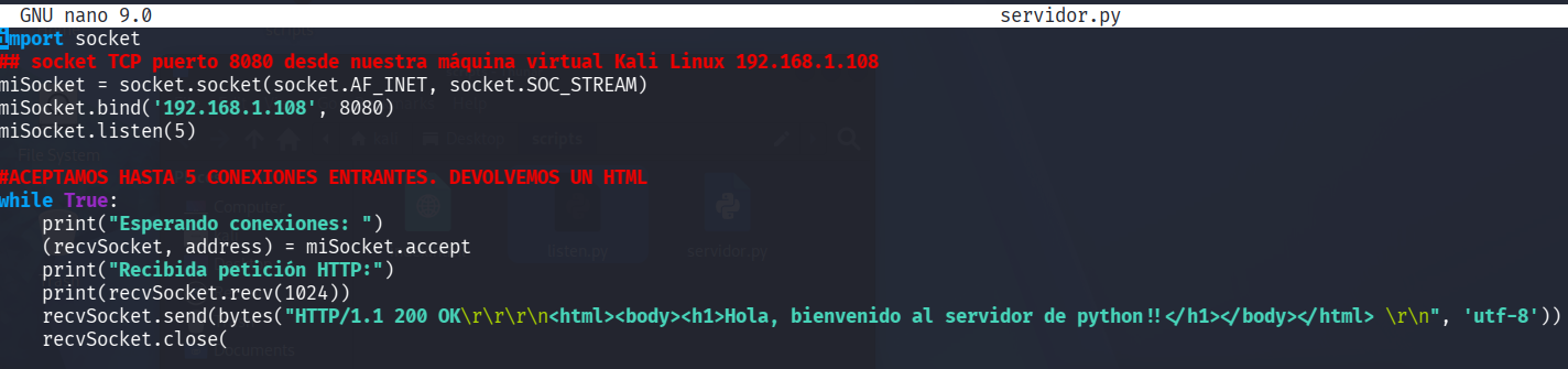 Servidor en python que espera 5 conexiones