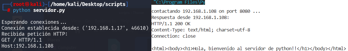 funcionamiento cliente servidor con Python