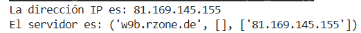 el resultado de gethostbyaddr nos devuelve una tupla