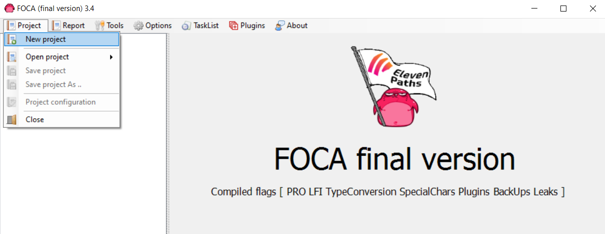 Nuevo proyecto en FOCA